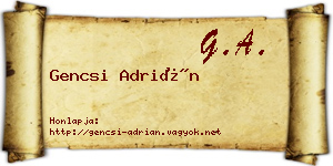 Gencsi Adrián névjegykártya